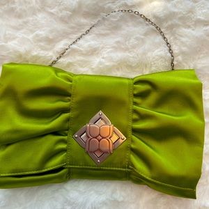 BCBGMaxAzria Clutch Green satin clutch purse green
